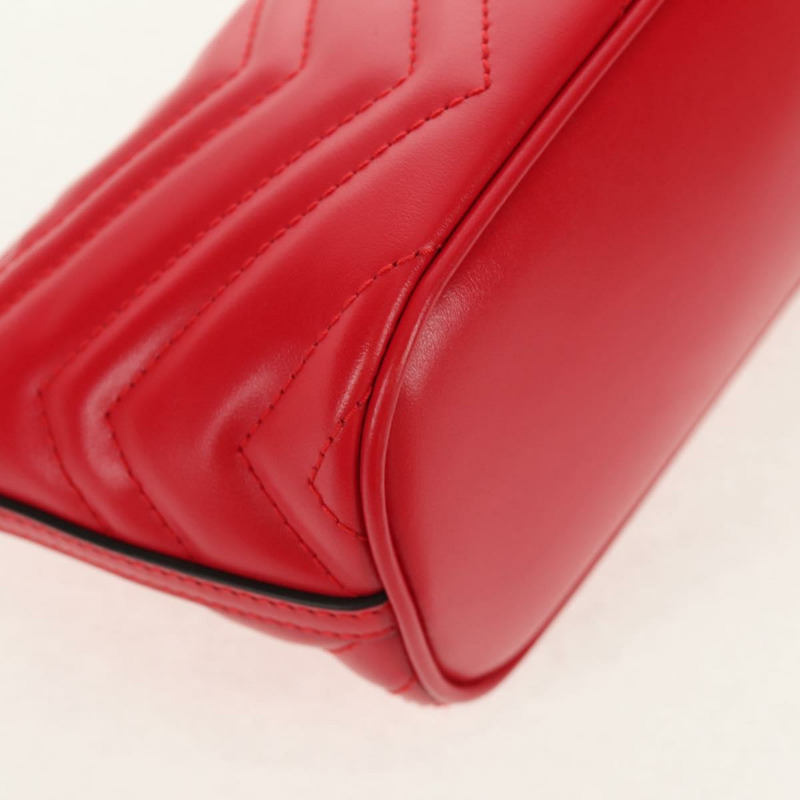 【日本直送】GUCCI GG Marmont 配件包 皮革 紅色 金色 739166 正品 ka600V-16