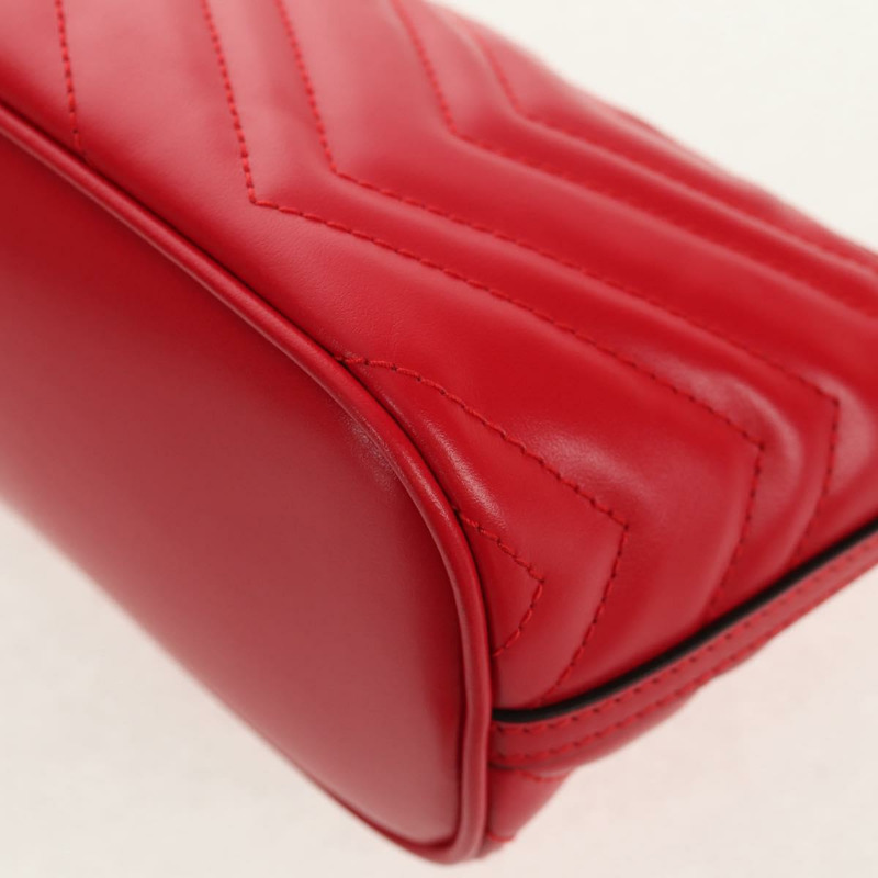 【日本直送】GUCCI GG Marmont 配件包 皮革 紅色 金色 739166 正品 ka600V-17