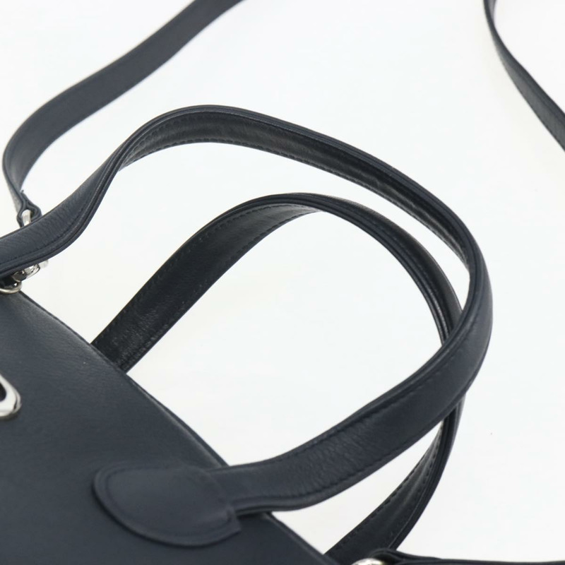 【日本直送】Christian Dior 手提包 皮革 兩用 海軍藍 銀色 正品 156185V-7