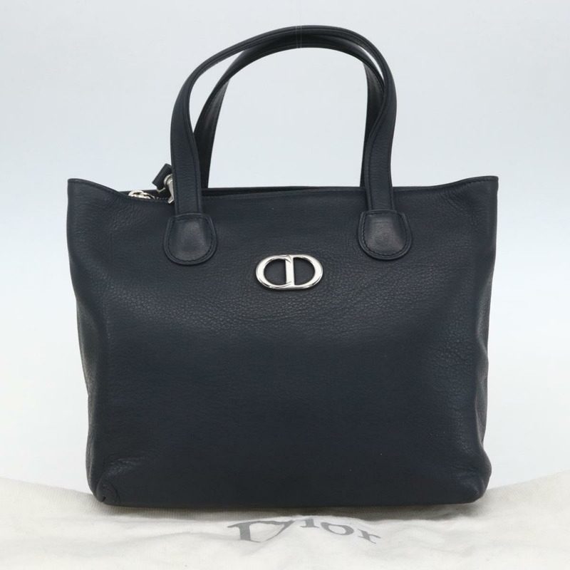 【日本直送】Christian Dior 手提包 皮革 兩用 海軍藍 銀色 正品 156185V-11