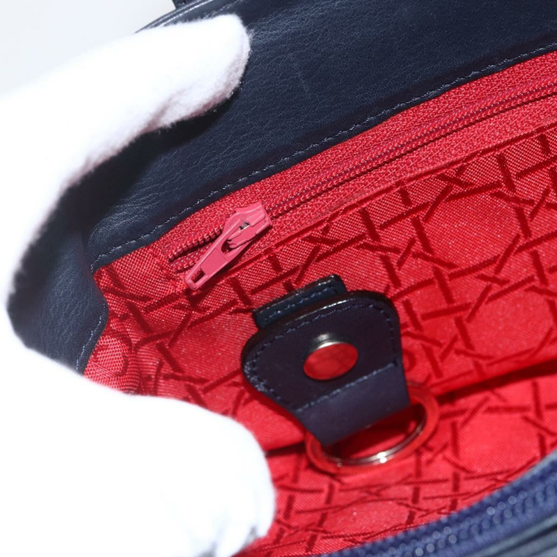 【日本直送】Christian Dior 手提包 皮革 兩用 海軍藍 銀色 正品 156185V-18