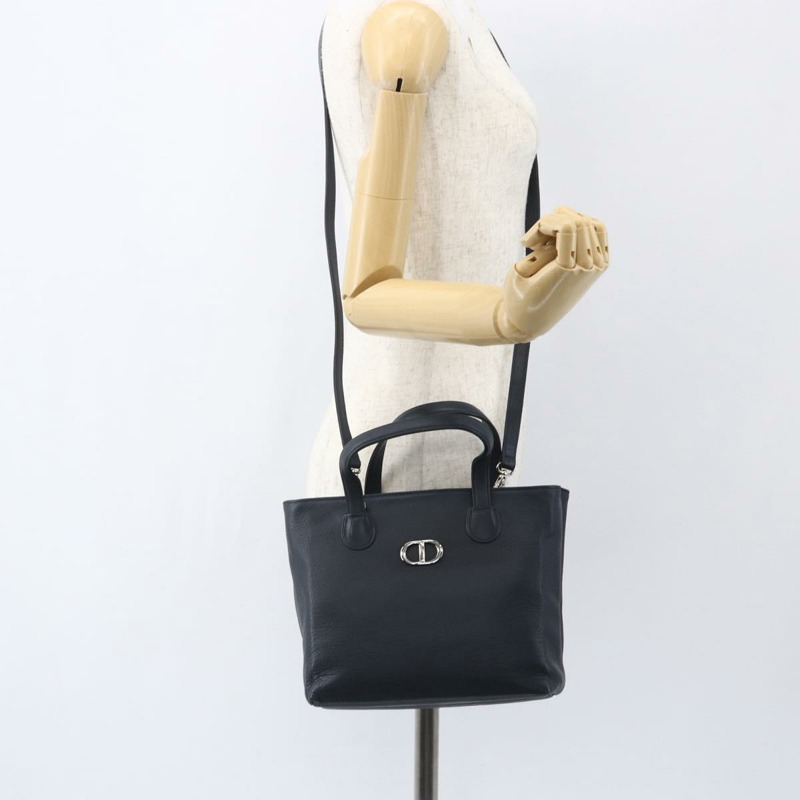 【日本直送】Christian Dior 手提包 皮革 兩用 海軍藍 銀色 正品 156185V-24