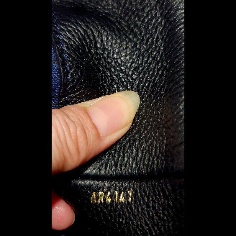 LV黑壓紋皮革絨布手提肩背包-7