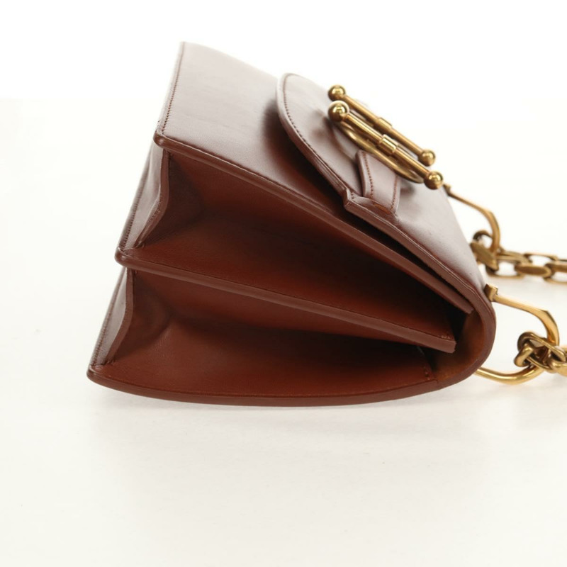 【日本直送】Christian Dior 鏈條肩背包 皮革 棕色 金色 正品 154079V-3