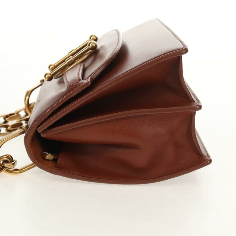 【日本直送】Christian Dior 鏈條肩背包 皮革 棕色 金色 正品 154079V-4