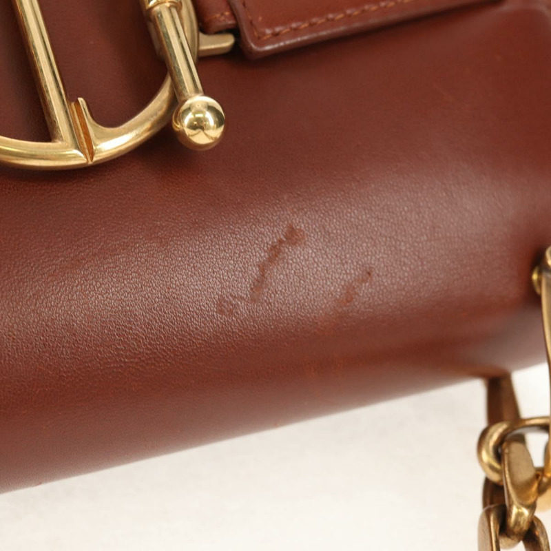 【日本直送】Christian Dior 鏈條肩背包 皮革 棕色 金色 正品 154079V-7