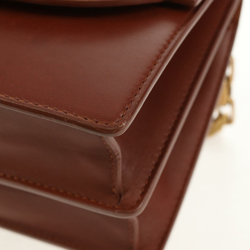 【日本直送】Christian Dior 鏈條肩背包 皮革 棕色 金色 正品 154079V-15