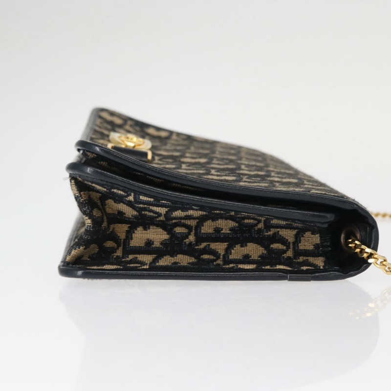 【日本直送】Christian Dior Trotter帆布鏈條單肩包 海軍藍 金色 正品 156501V-3