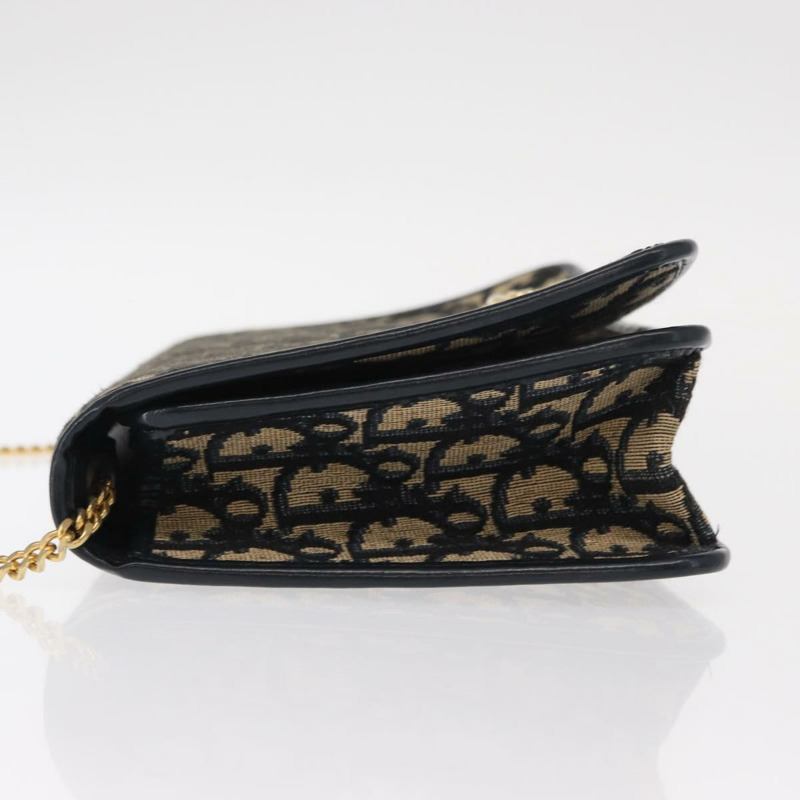 【日本直送】Christian Dior Trotter帆布鏈條單肩包 海軍藍 金色 正品 156501V-4