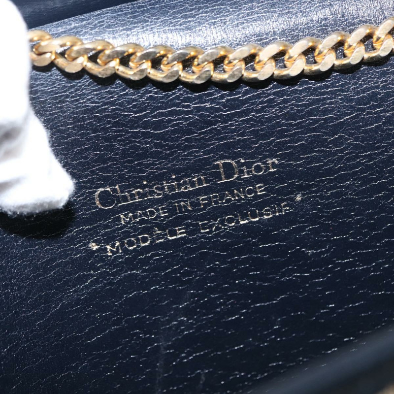 【日本直送】Christian Dior Trotter帆布鏈條單肩包 海軍藍 金色 正品 156501V-9