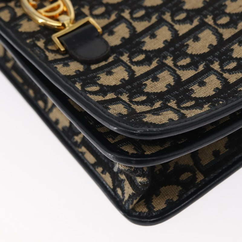 【日本直送】Christian Dior Trotter帆布鏈條單肩包 海軍藍 金色 正品 156501V-15