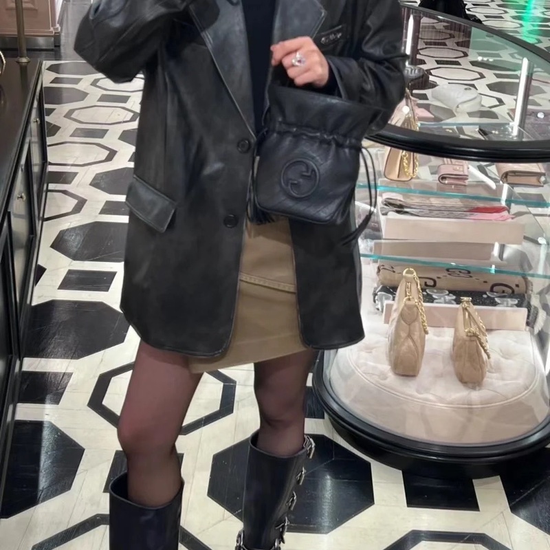 GUCCI 黑色甜酷小福袋包 手提包 斜背包 黑色-3