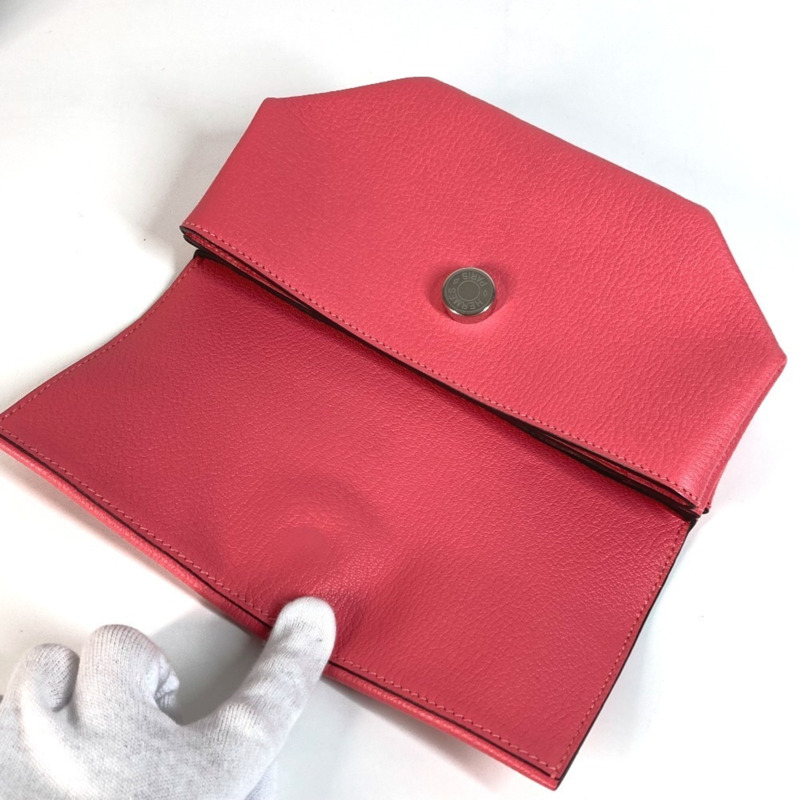 愛馬仕 Opry 女士山羊皮翻蓋手拿包，玫瑰杜鵑粉紅色-7