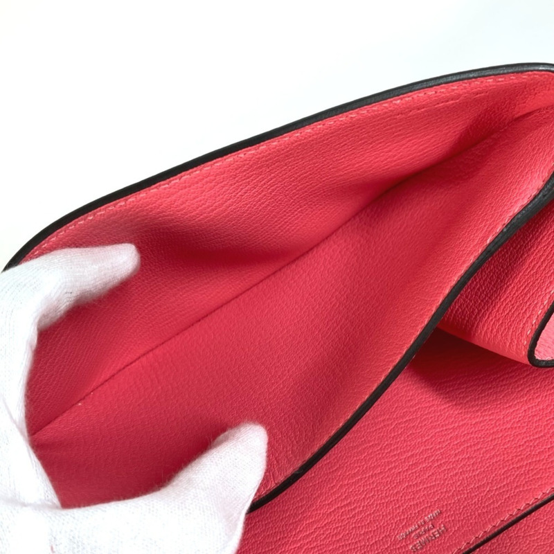 愛馬仕 Opry 女士山羊皮翻蓋手拿包，玫瑰杜鵑粉紅色-9