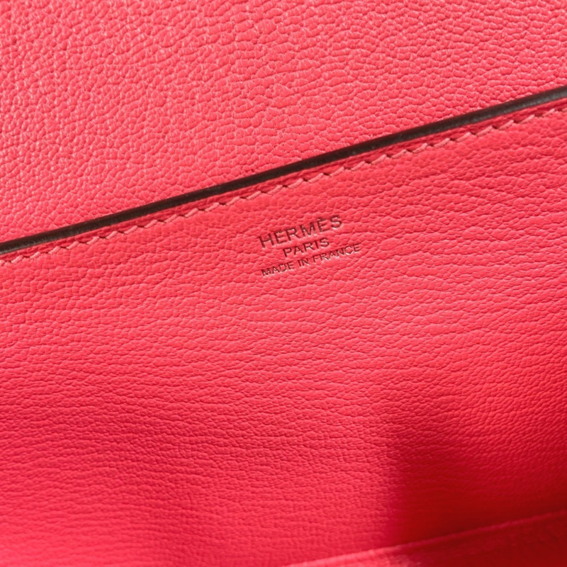 愛馬仕 Opry 女士山羊皮翻蓋手拿包，玫瑰杜鵑粉紅色-10