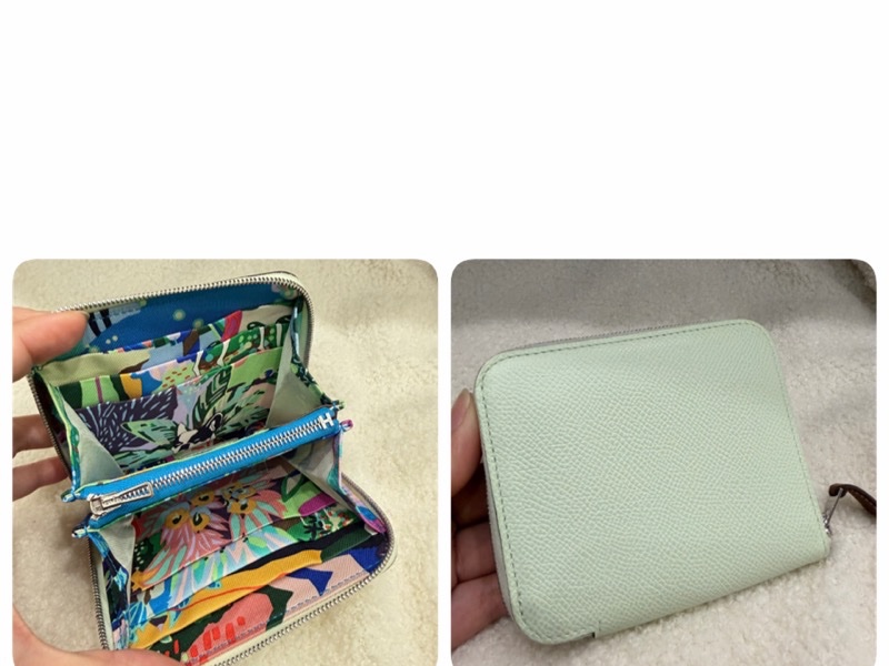 Hermes 愛馬仕 自由之城 狗來富 絲巾短夾 氣泡綠-0