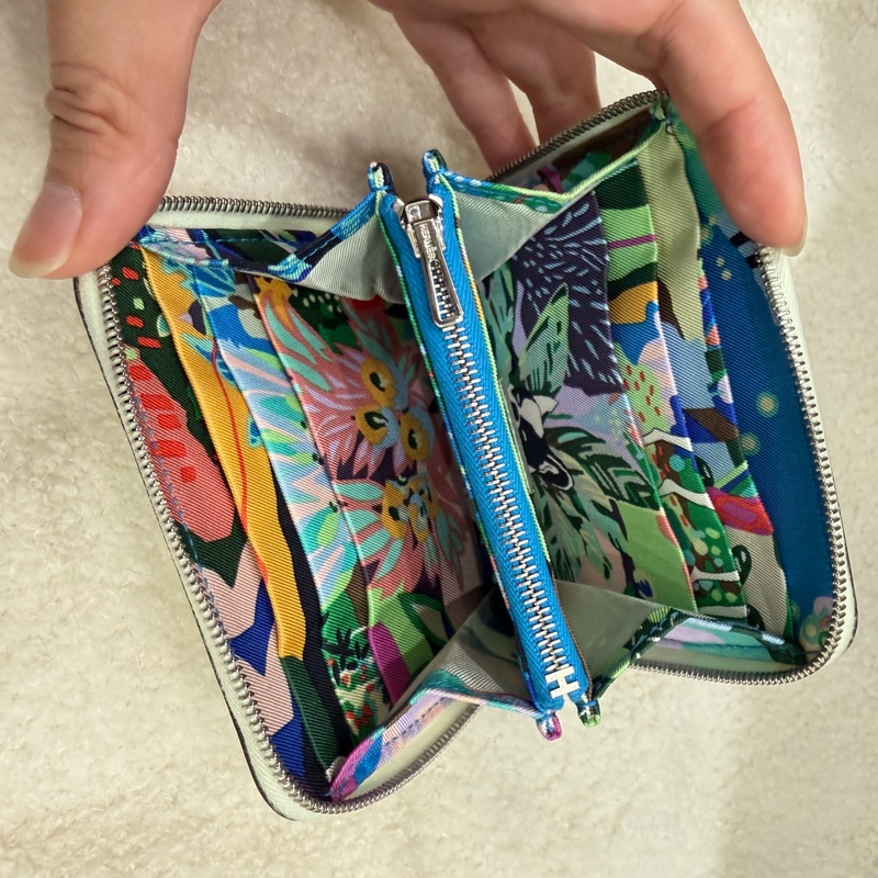 Hermes 愛馬仕 自由之城 狗來富 絲巾短夾 氣泡綠-10