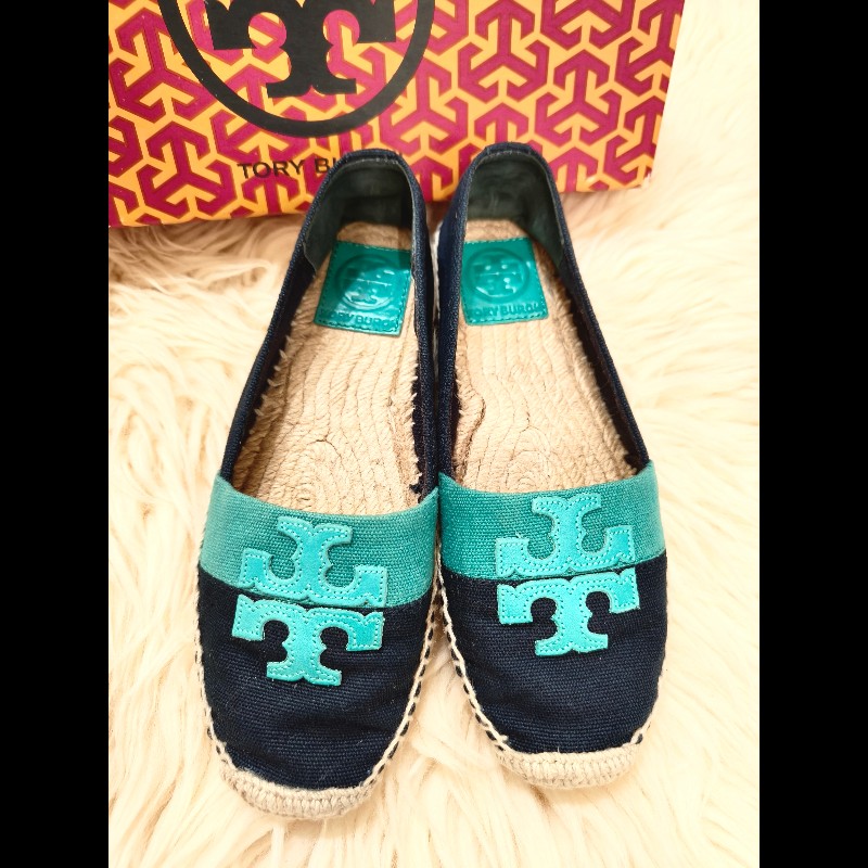 Tory Burch拼色草編鉛筆鞋-0