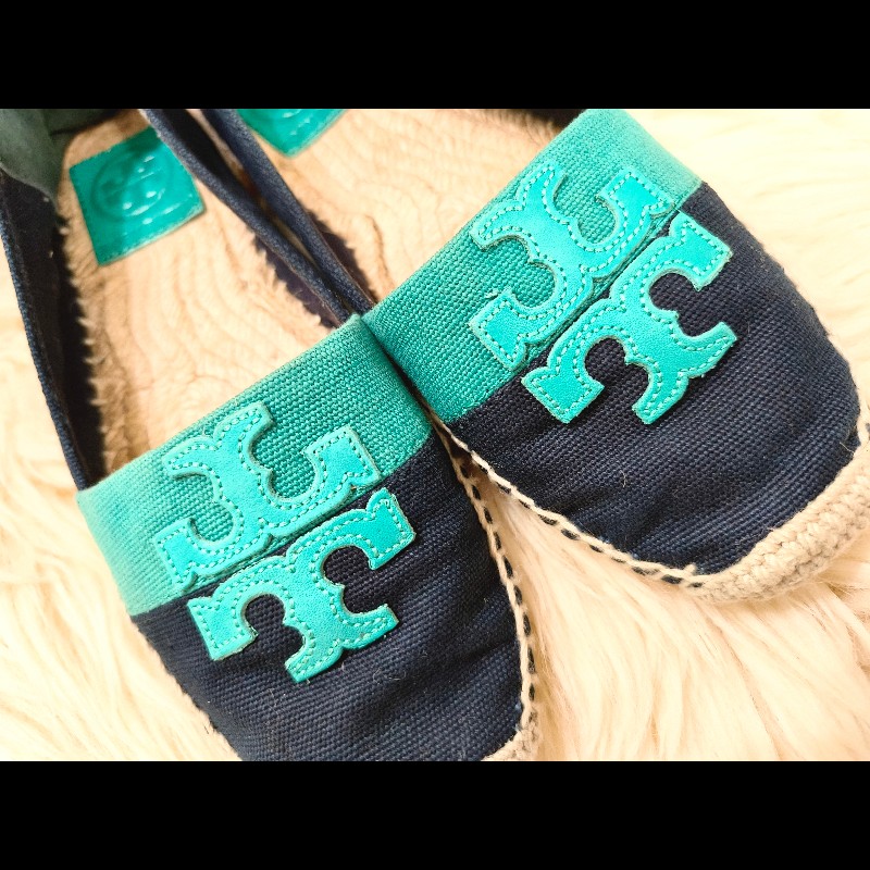 Tory Burch拼色草編鉛筆鞋-2