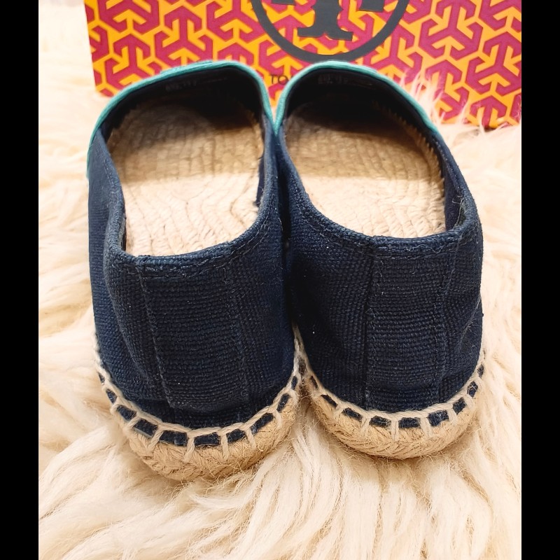 Tory Burch拼色草編鉛筆鞋-7