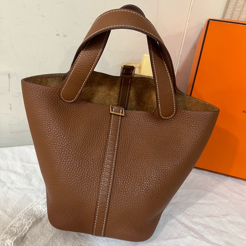 ෆ Hermes 菜籃子金棕金💛大全配有2022購證-6