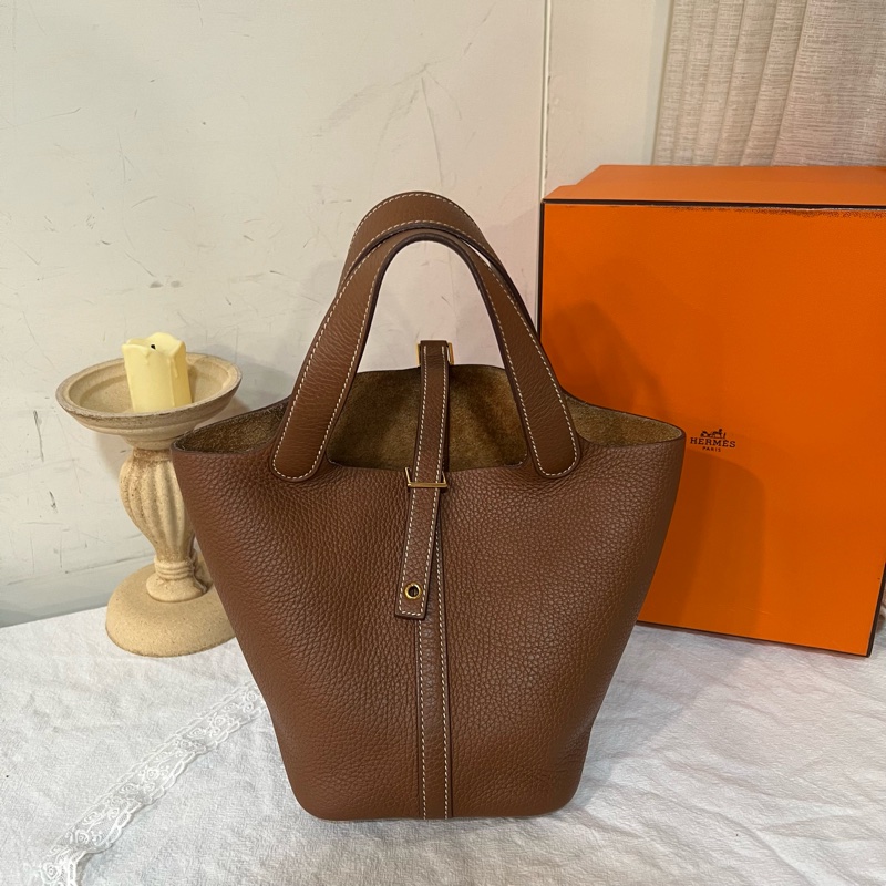 ෆ Hermes 菜籃子金棕金💛大全配有2022購證-7
