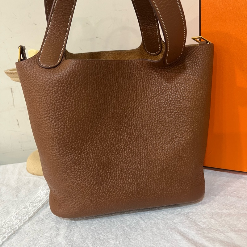 ෆ Hermes 菜籃子金棕金💛大全配有2022購證-11