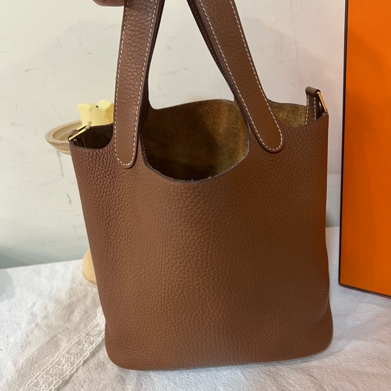 ෆ Hermes 菜籃子金棕金💛大全配有2022購證-12
