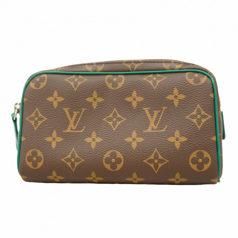 路易威登 Monogram Macassar Doppkit 手拿包 M14911 棕色/綠色 男款/女款-0