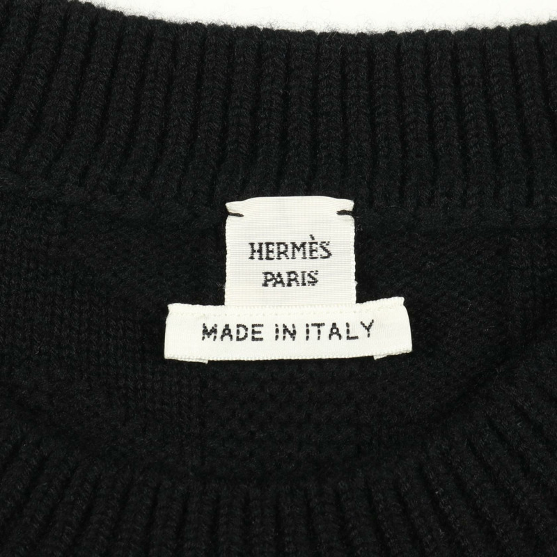 愛馬仕 H 標誌連身裙，長袖，4H2523D3，羊毛尼龍混紡，黑色，二手女款，#40-2