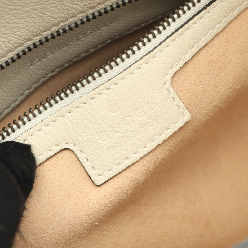 GUCCI 竹節托特單肩手提包 750396 白色皮革 二手 女士-3