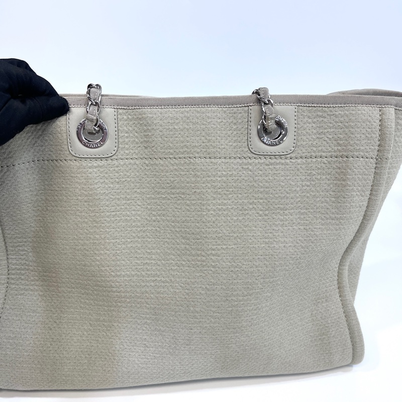 🥨極美色調香奈兒沙灘包🕯️CHANEL牛仔灰帆布銀鏈小號沙灘包A67001-10