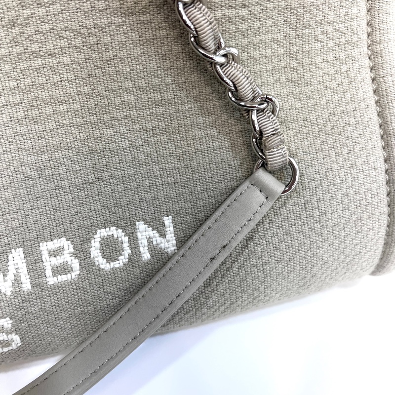 🥨極美色調香奈兒沙灘包🕯️CHANEL牛仔灰帆布銀鏈小號沙灘包A67001-17