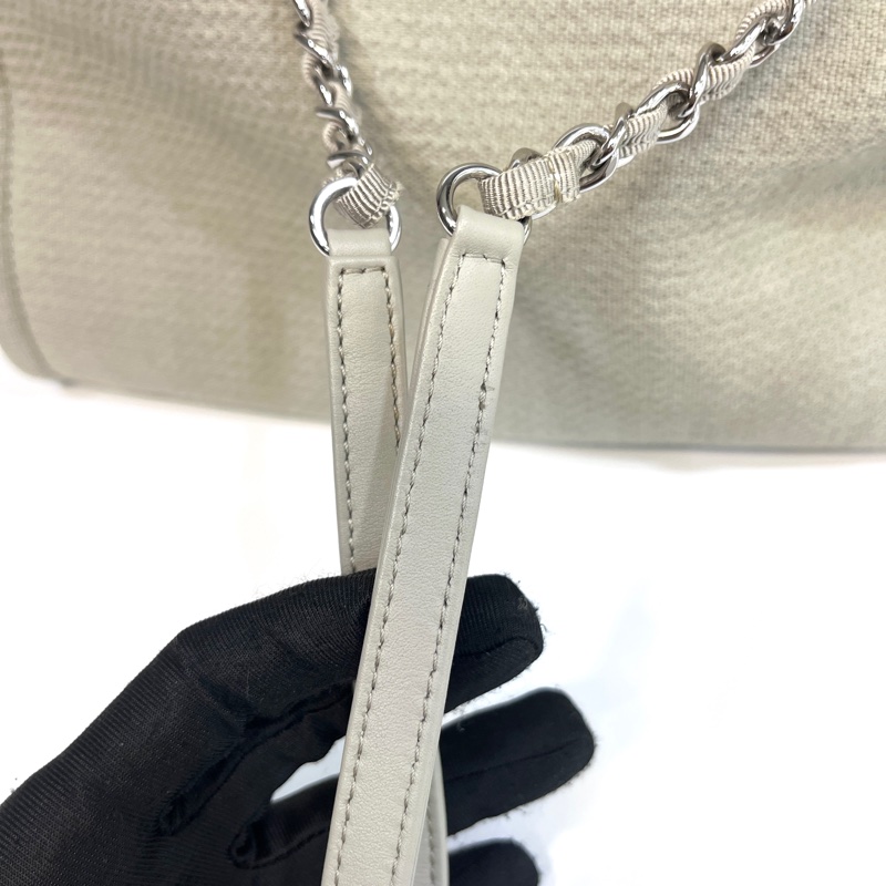 🥨極美色調香奈兒沙灘包🕯️CHANEL牛仔灰帆布銀鏈小號沙灘包A67001-19