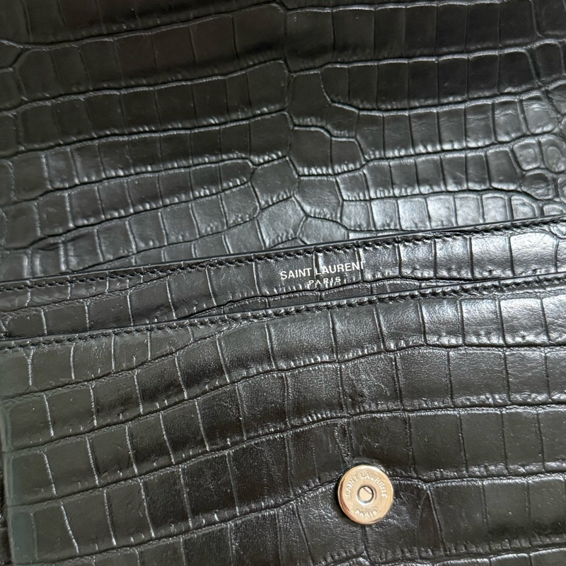 SUNSET 日落包 中號 22 鱷魚壓紋 黑色 銀釦-3
