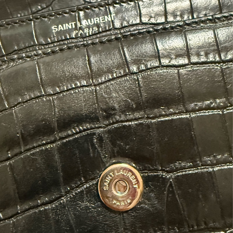 SUNSET 日落包 中號 22 鱷魚壓紋 黑色 銀釦-14