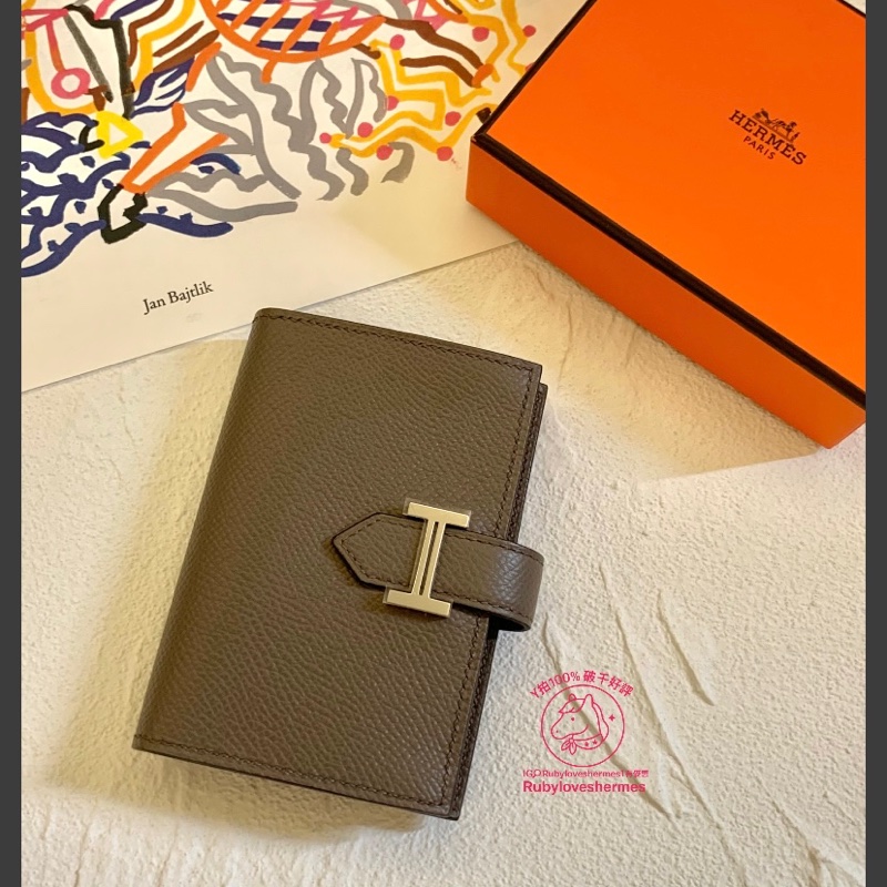 Rubyloveshermes愛馬仕bearn錫器灰銀釦hermes卡夾卡包-0