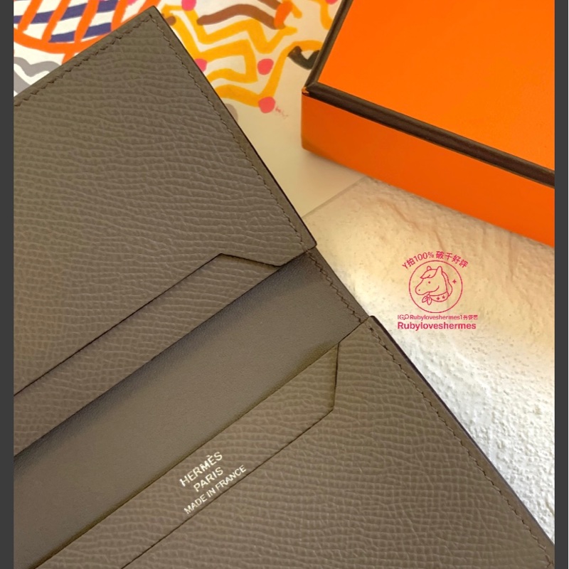 Rubyloveshermes愛馬仕bearn錫器灰銀釦hermes卡夾卡包-4