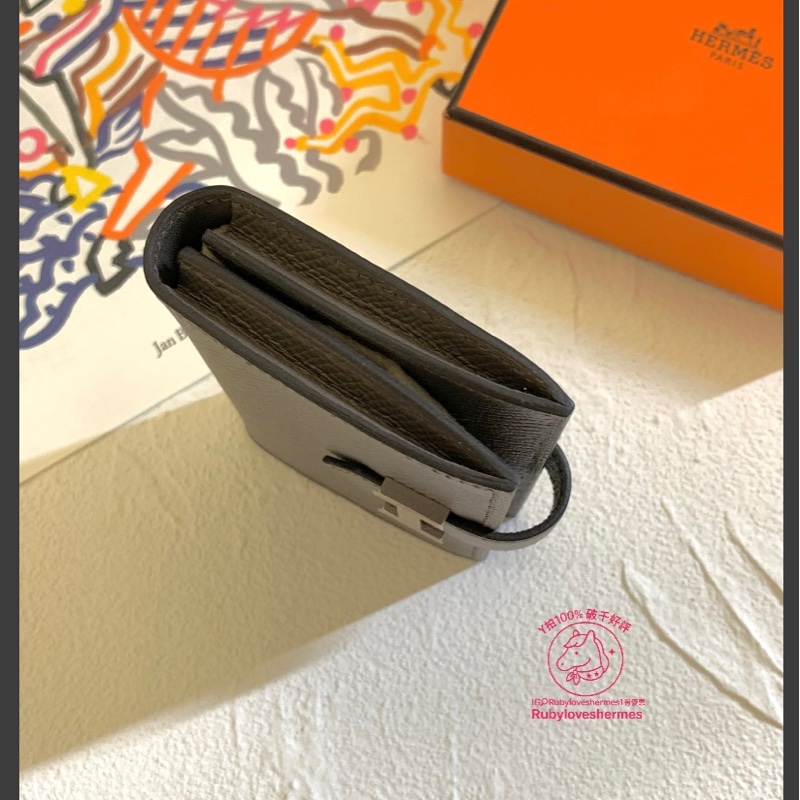 Rubyloveshermes愛馬仕bearn錫器灰銀釦hermes卡夾卡包-7