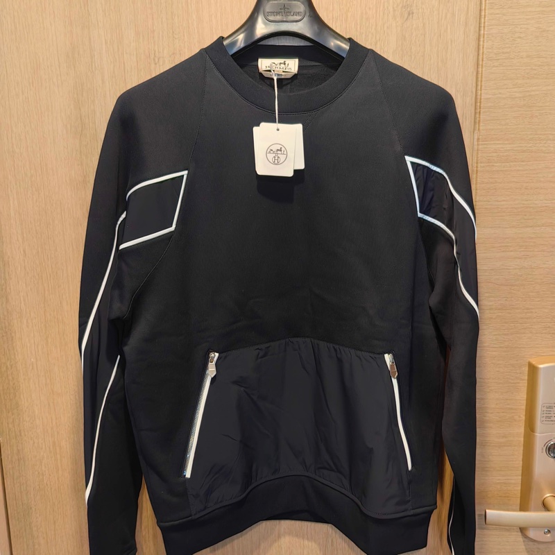 全新 HERMES/愛馬仕 運動膠囊系列 圓領運動衫長袖衛衣 男款 海軍藍 L碼 全新帶吊牌-0