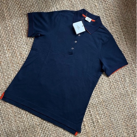 全新hermes愛馬仕double jeu polo短袖藏藍色男士polo衫，碼數:L
