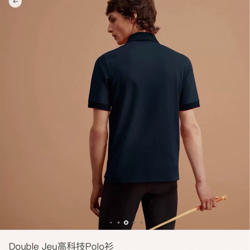 99新hermes愛馬仕double jeu polo短袖藏藍色男士polo衫，碼數:L-4
