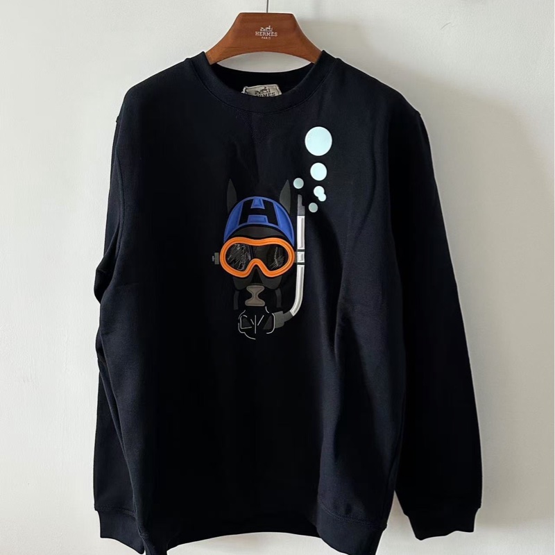 全新hermes愛馬仕scub H潛水馬圖案藏藍色圓領薄絨衛衣，尺碼:M碼/L碼-7