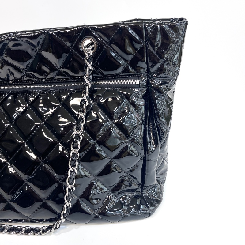 🕯️香奈兒個性女孩 Chanel 黑銀小牛漆皮大托特包A48898-12