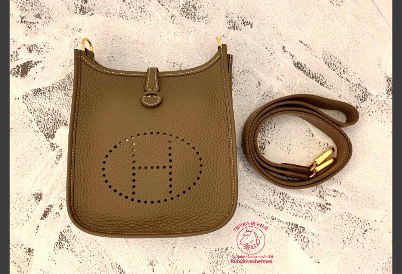 Rubyloveshermes愛馬仕mini evelyne大象灰金釦hermes evelyne16-0