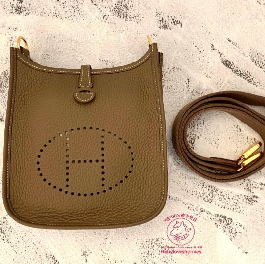 Rubyloveshermes愛馬仕mini evelyne大象灰金釦hermes evelyne16-5
