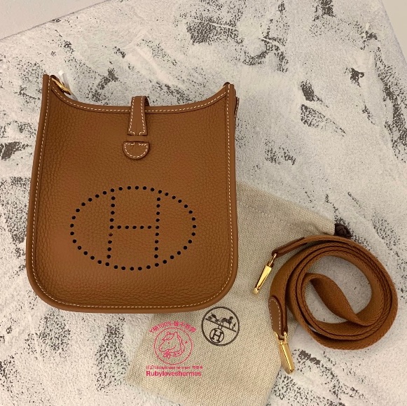 Rubyloveshermes愛馬仕mini evelyne金棕金釦hermes evelyne16-0
