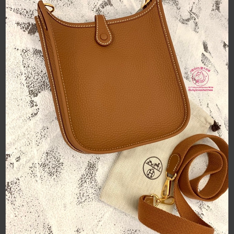 Rubyloveshermes愛馬仕mini evelyne金棕金釦hermes evelyne16-3