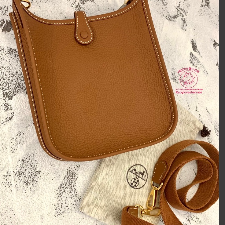 Rubyloveshermes愛馬仕mini evelyne金棕金釦hermes evelyne16-6
