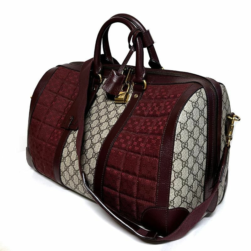 GUCCI GG帆布波士頓包 724642 FAB9Y 6042 酒紅色-1